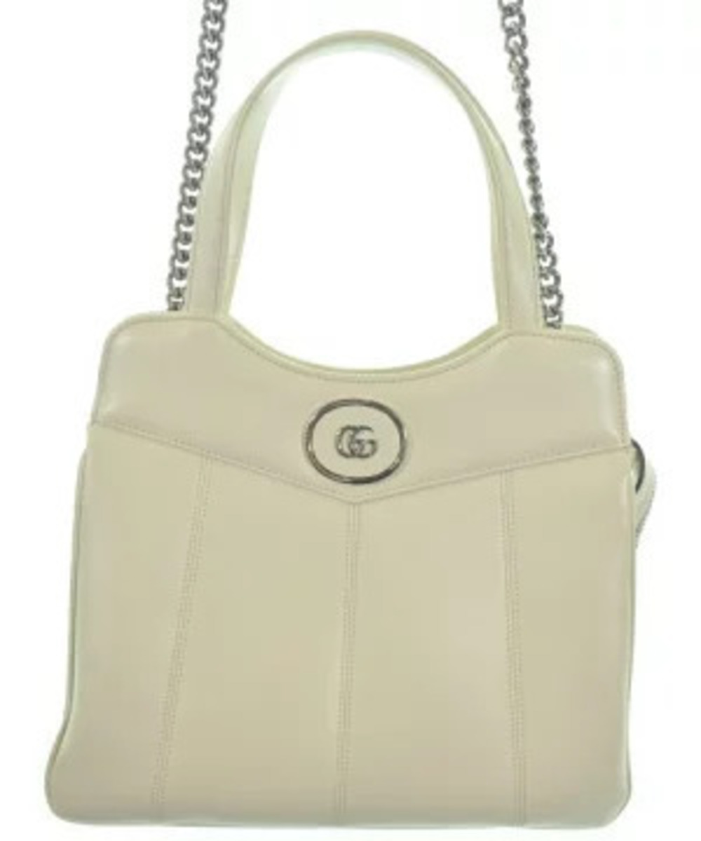 Gucci Web Stripe Canvas Leather Tote Bag Beige Tan Brown